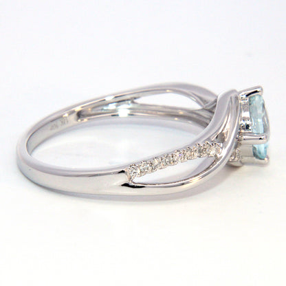 round Aquamarine Woven Ring