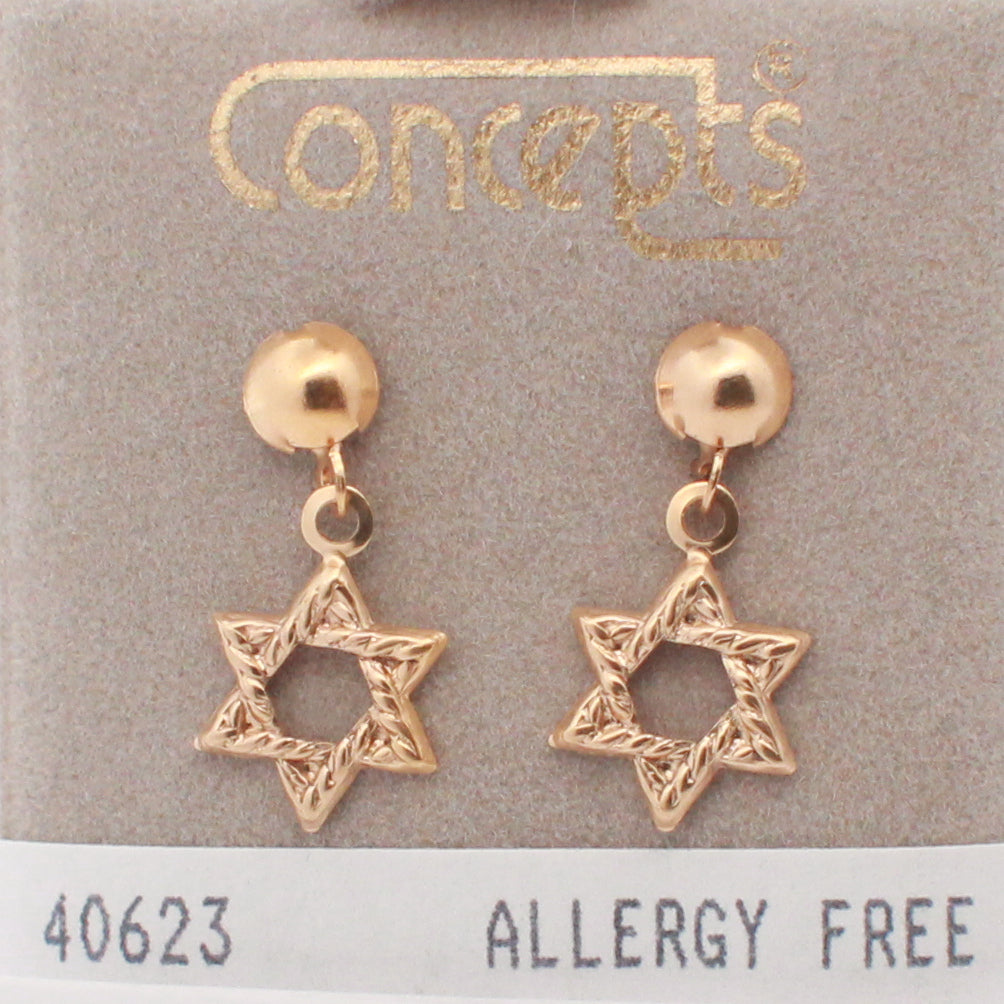 24K Gold Plated Surgical Stainless Steel Star of David Dangle
