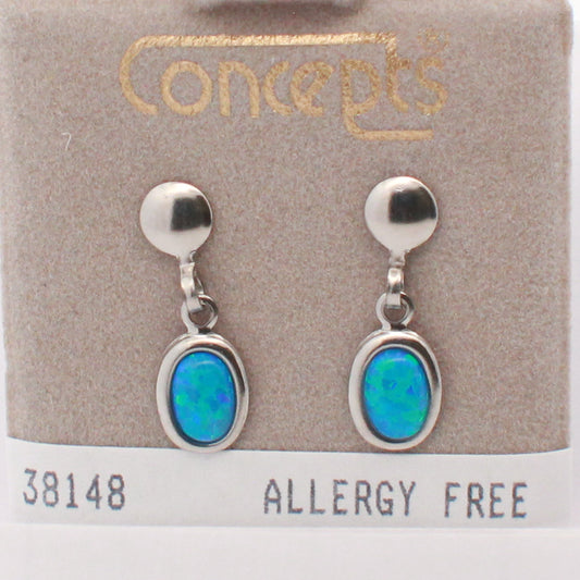 Surgical Stainless Steel Simulated Opal Dangle
