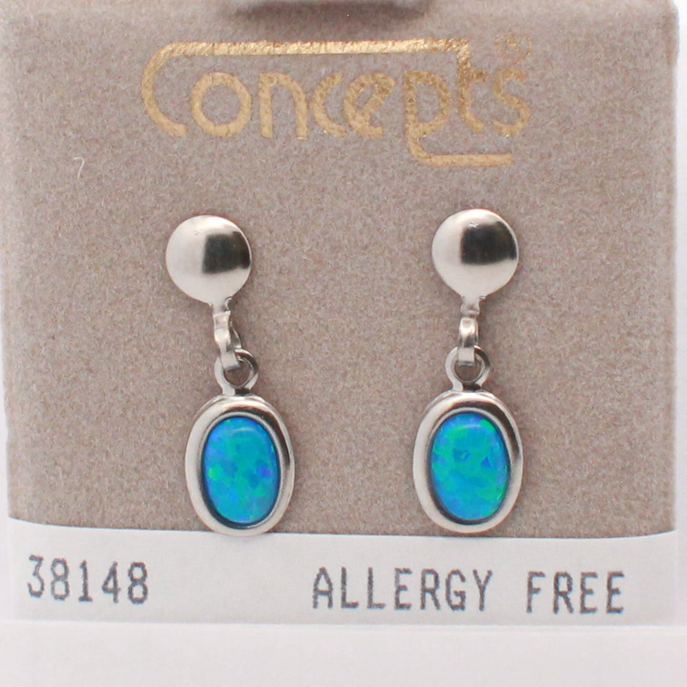 Surgical Stainless Steel Simulated Opal Dangle