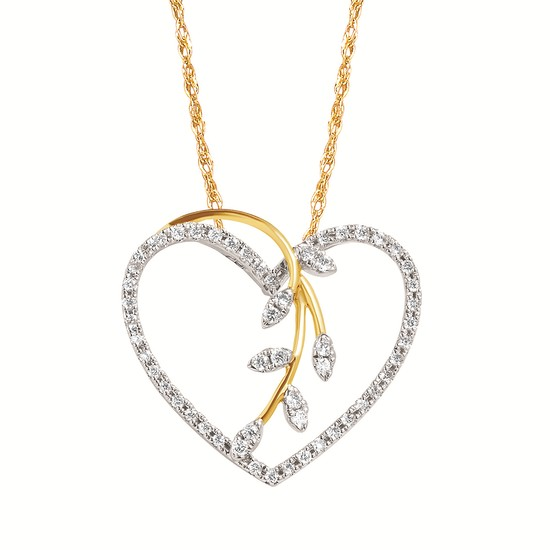 1/4 Cttw. Floral Heart Pendant