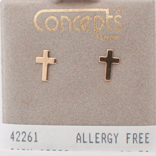 24K Gold Plated Surgical Stainless Steel Cross Stud