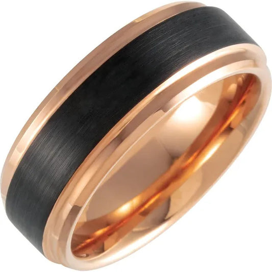 Tungsten Black and 18k rose gold PVD and beveled edge
