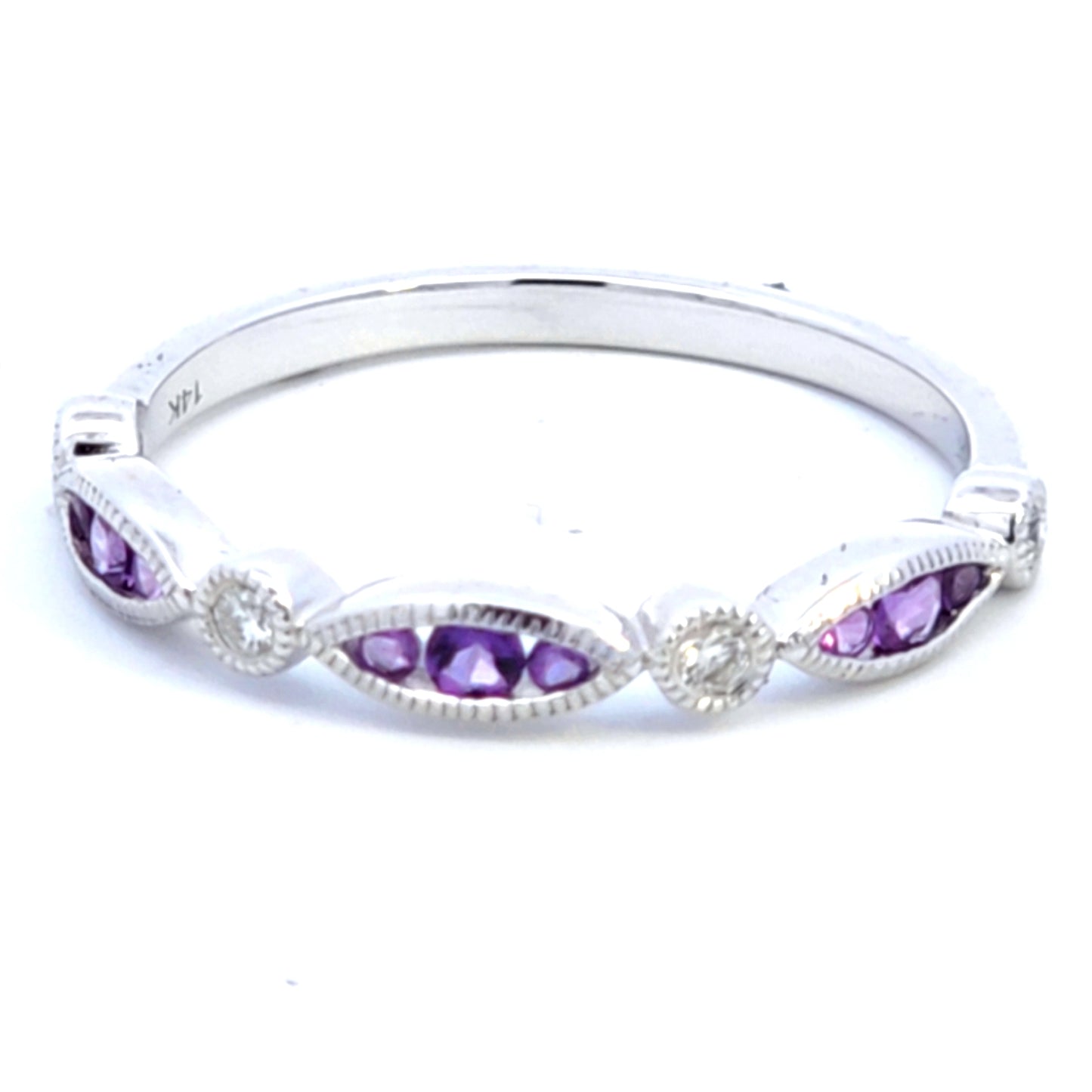 Round Amethyst Stackable Ring
