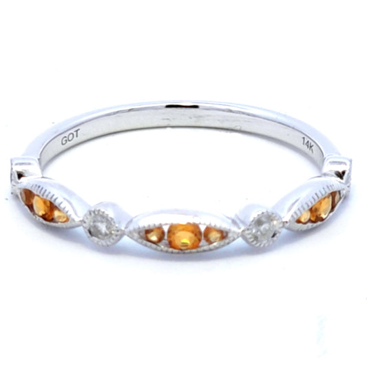 Round Citrine Stackable Ring