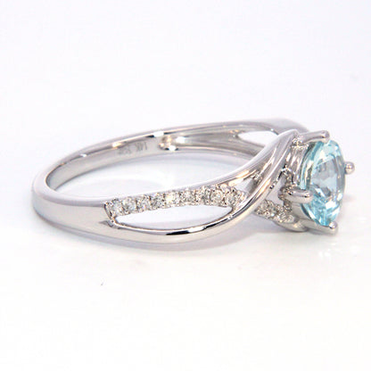 round Aquamarine Woven Ring