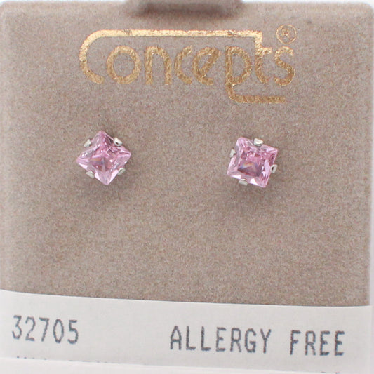 Surgical Stainless Steel Pink CZ Stud