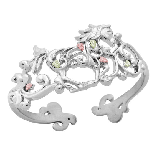 Landstrom's 925 and 12K accents Silver Rose and Green Horse Cuff