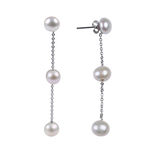 Pearls and Pearls Station Earrings