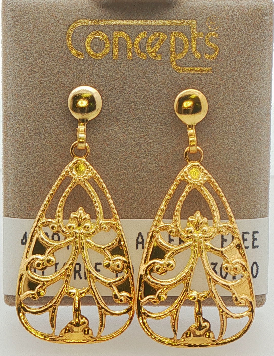 24K Gold Plated Surgical Stainless Steel Filigree Dangle
