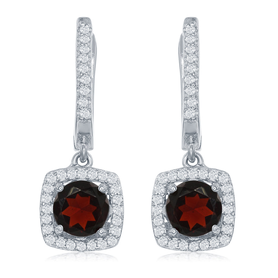 Round Garnets Dangle Earrings
