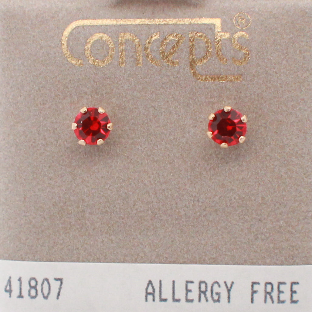 24K Gold Plated Surgical Stainless Steel July Swarovski Crystal Stud