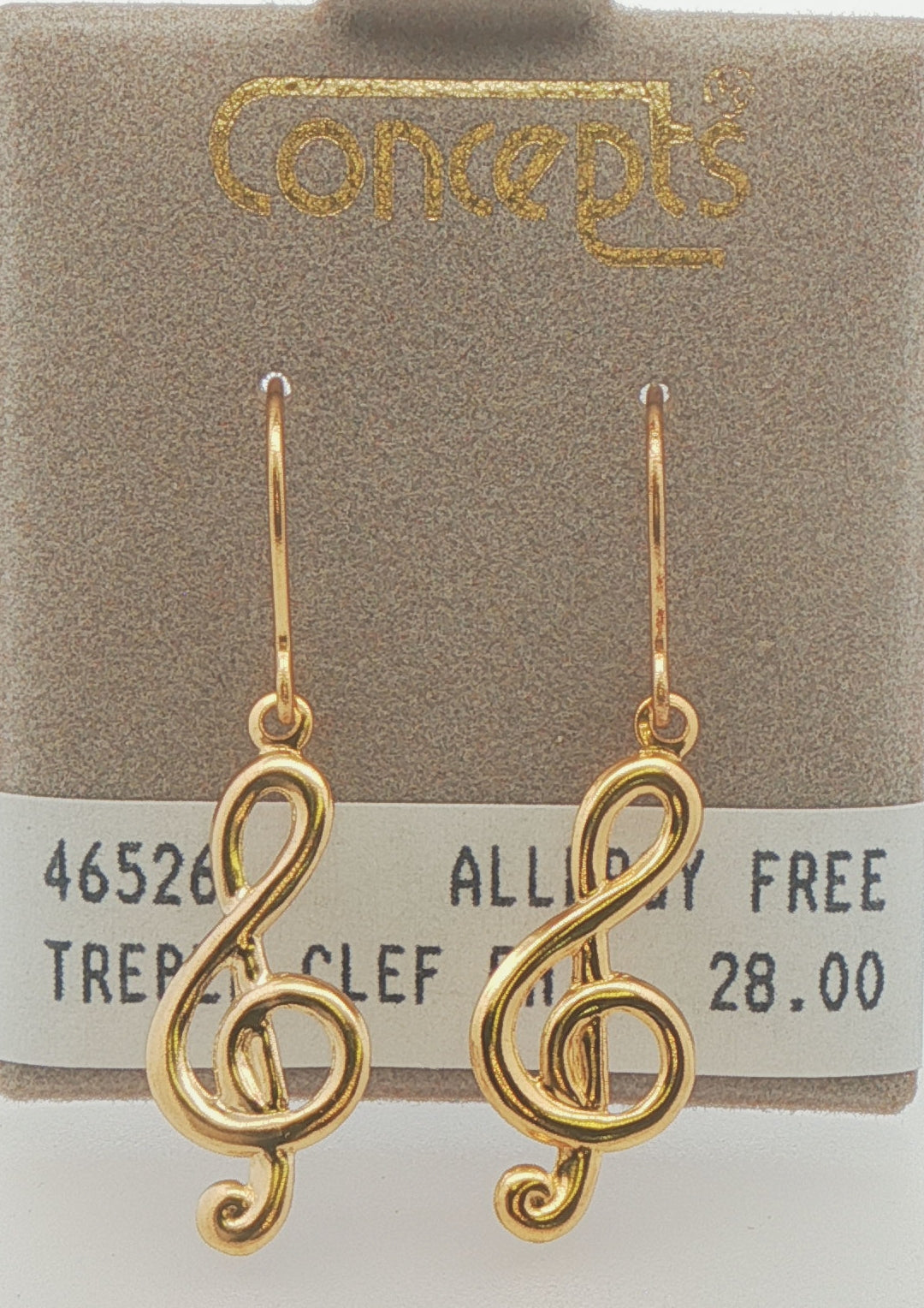 24K Gold Plated Surgical Stainless Steel Treble Clef Dangle