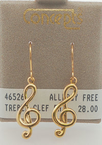 24K Gold Plated Surgical Stainless Steel Treble Clef Dangle