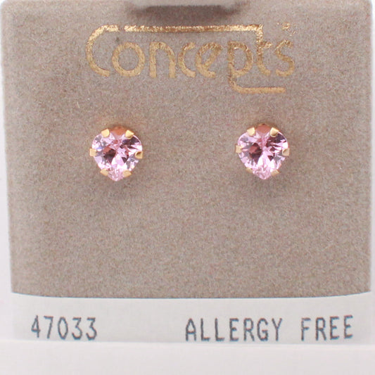 24K Gold Plated Surgical Stainless Steel Heart Cubic Zirconium Stud