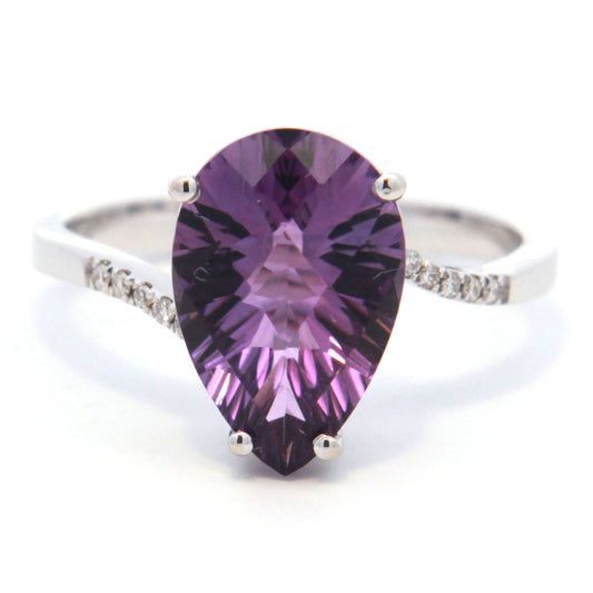 Pear Amethyst Bypass Ring