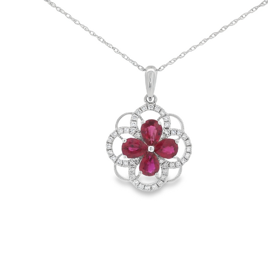 Pear Rubies Dangle Pendant