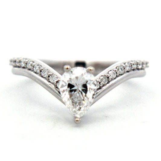 Pear Diamond Chevron Engagement Ring