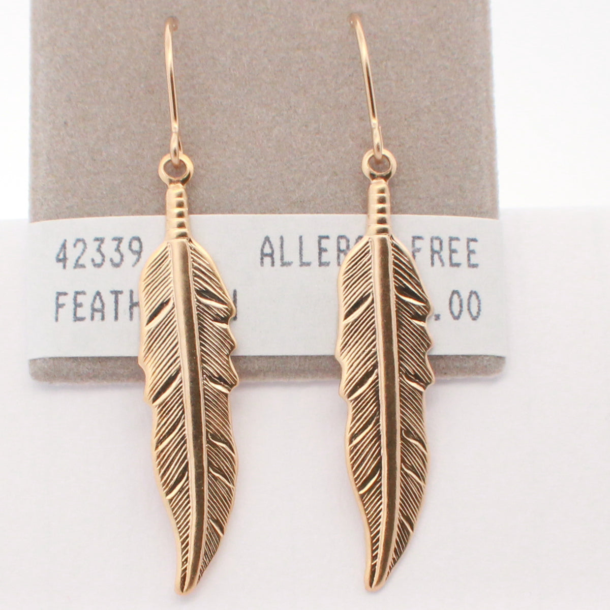 24K Gold Plated Surgical Stainless Steel Feather Dangle