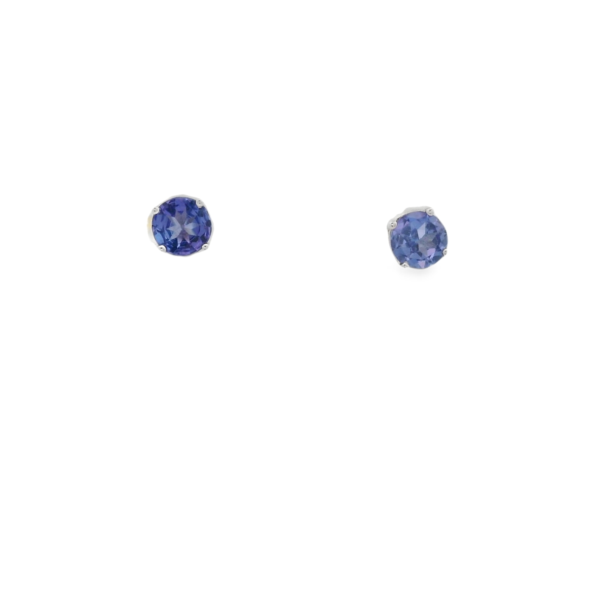 Round Tanzanites Stud Earrings