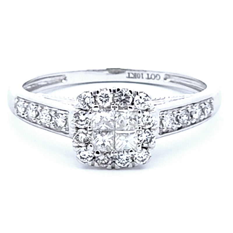 Princess Diamonds Halo Engagement Ring