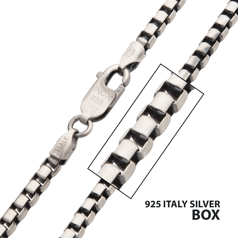 Sterling silver Satin Finish Box 3.6mm 24"