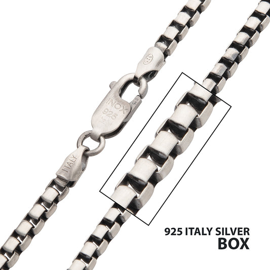 Sterling silver Satin Finish Box 3.6mm 24"