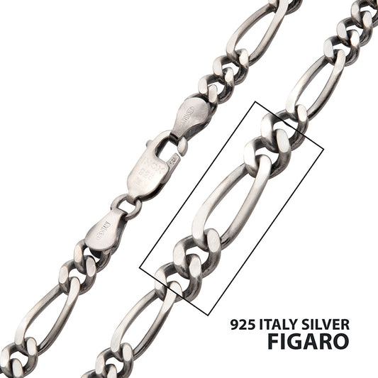 Sterling silver Satin Finish Figaro 5.5mm 24"