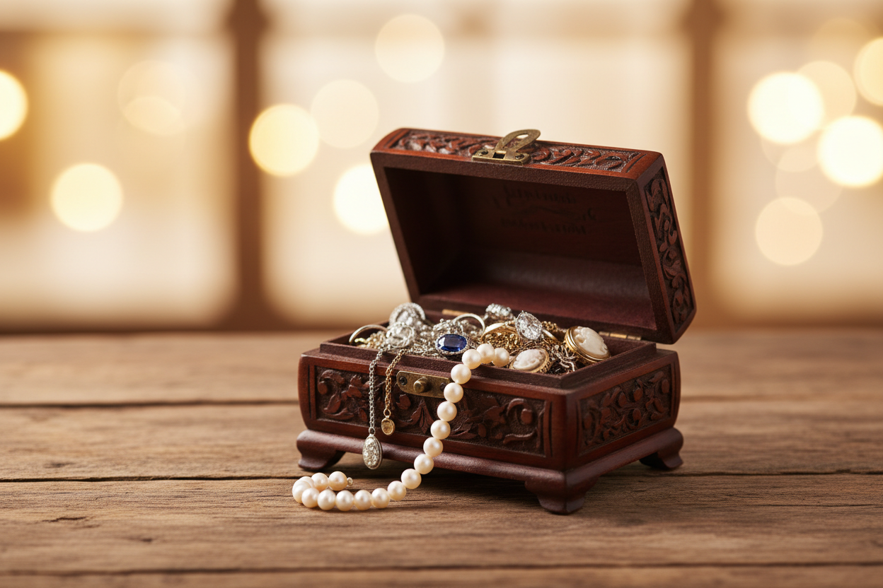 Jewelry box full of jewelry. 